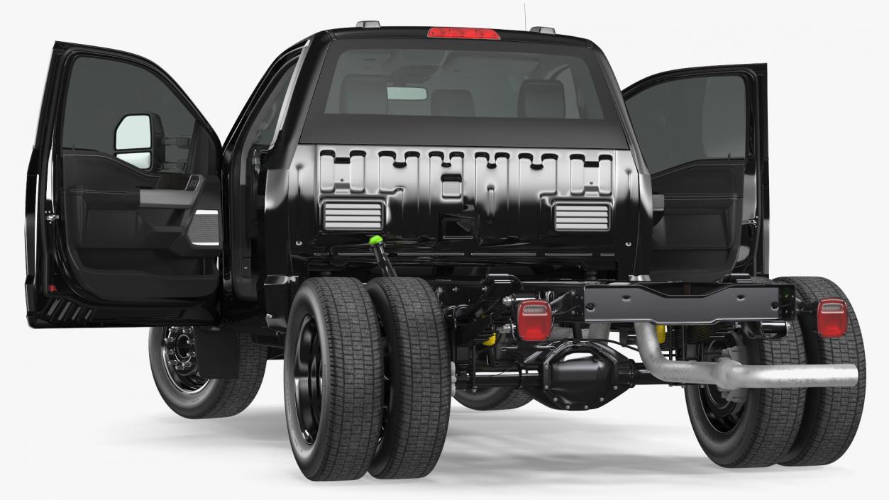 Two Doors Chassis Cab Black Rigged 3D model