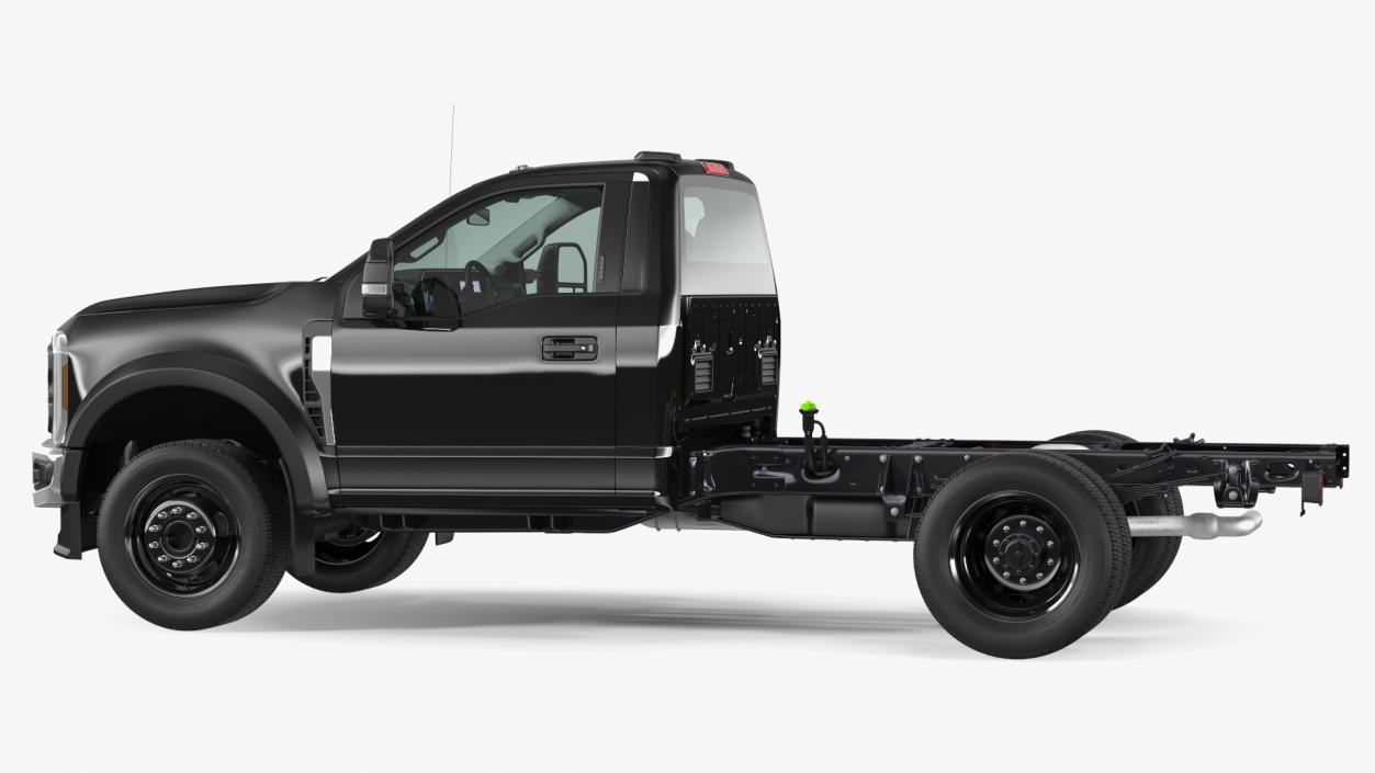 Two Doors Chassis Cab Black Rigged 3D model