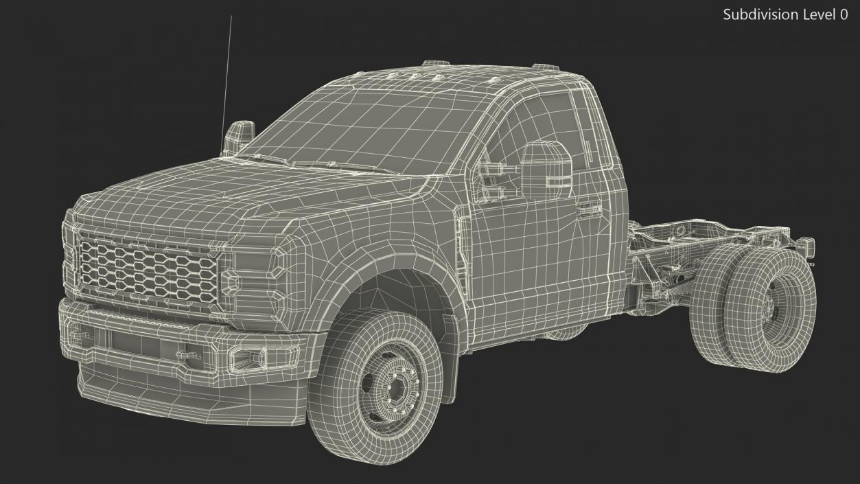 Two Doors Chassis Cab Black Rigged 3D model