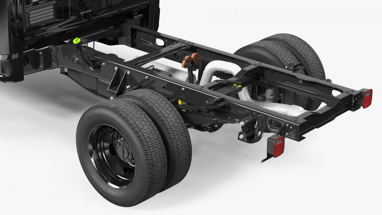 Two Doors Chassis Cab Black Rigged 3D model