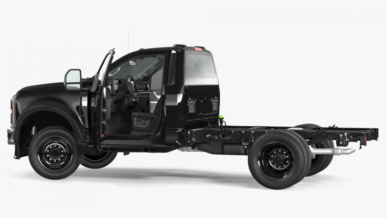 Two Doors Chassis Cab Black Rigged 3D model