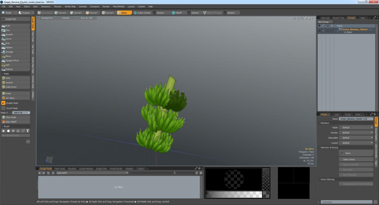 3D model Green Banana Cluster