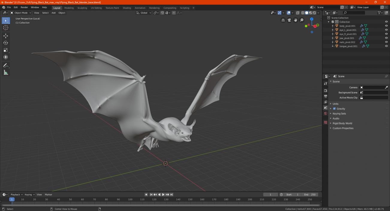 3D Flying Black Bat