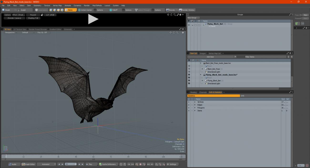 3D Flying Black Bat