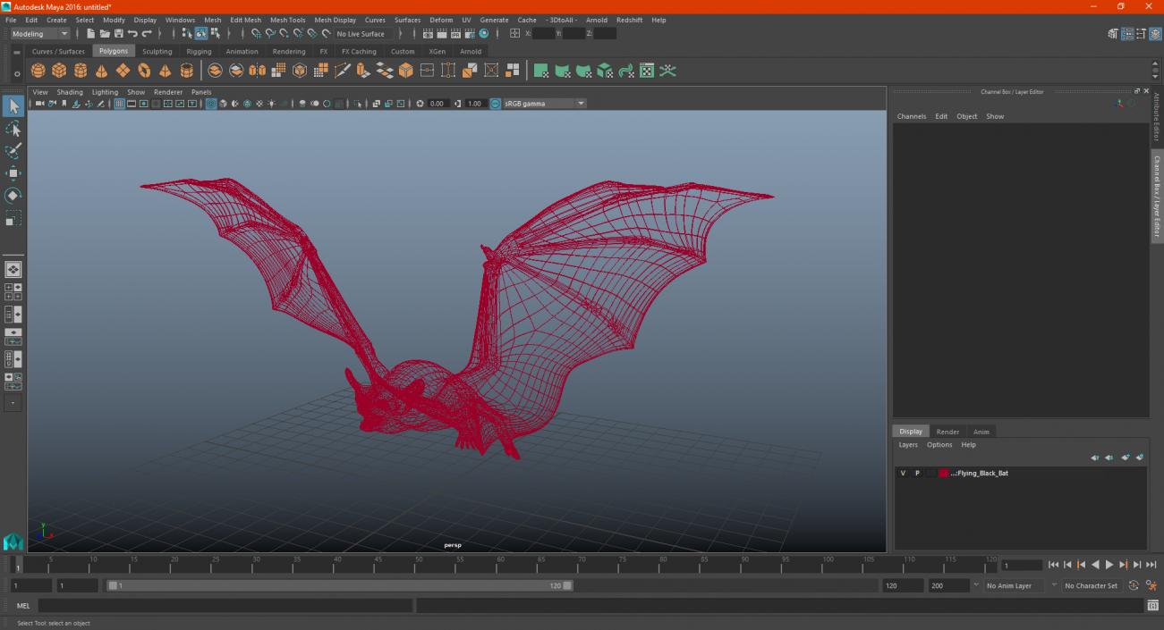 3D Flying Black Bat