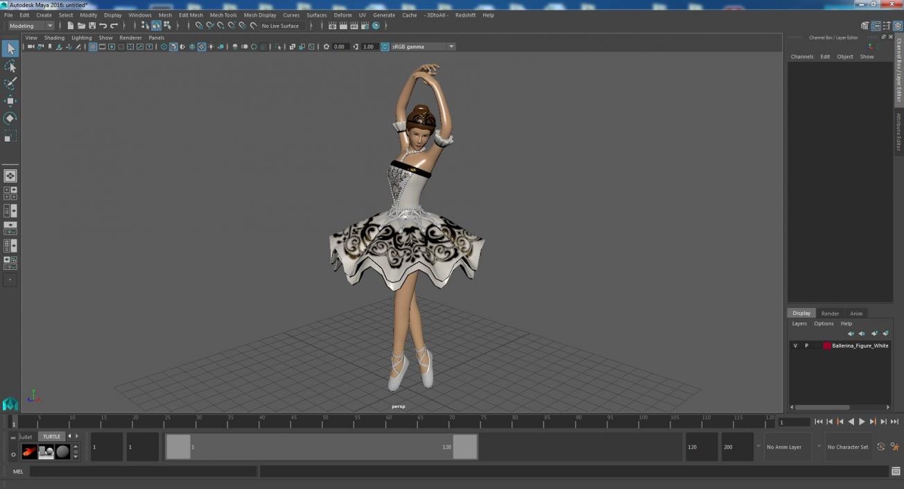 Ballerina Figure White 3D