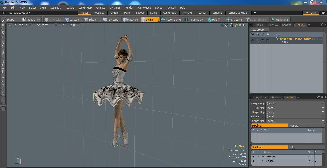 Ballerina Figure White 3D