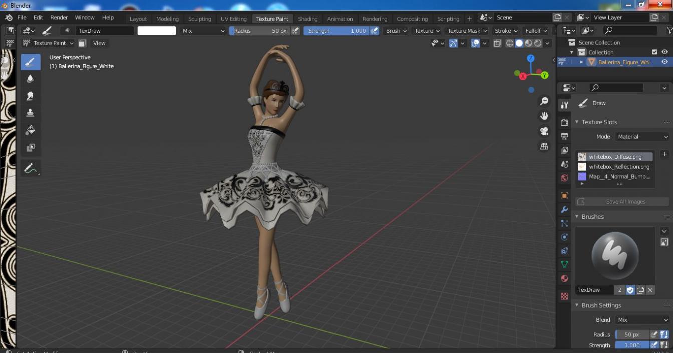 Ballerina Figure White 3D