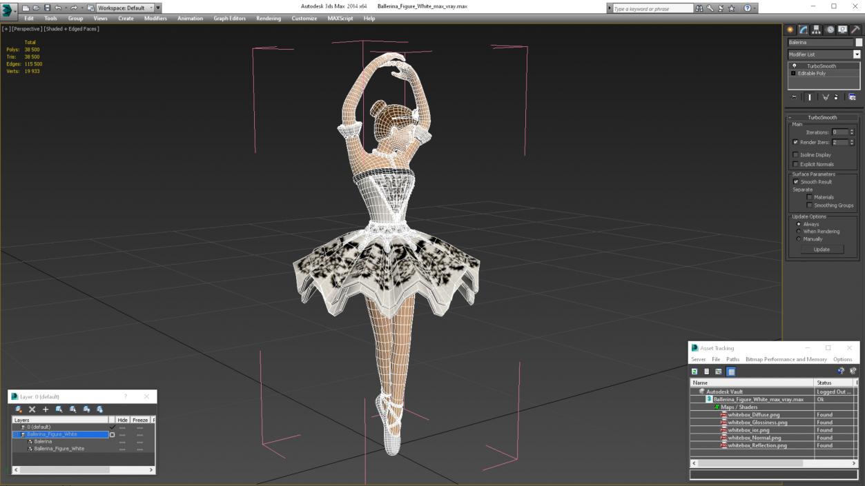 Ballerina Figure White 3D