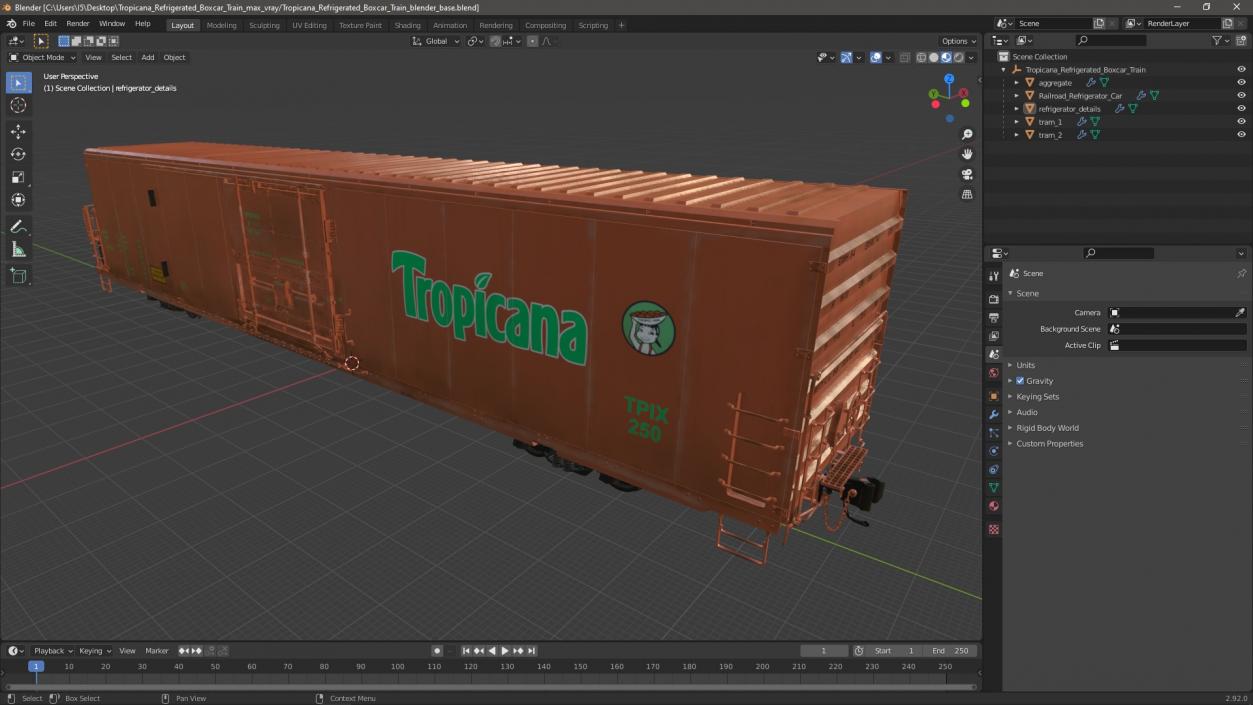 Tropicana Refrigerated Boxcar Train 2 3D