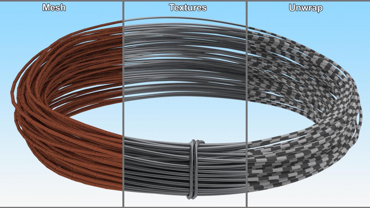 3D model Stainless Steel Wire Coil Half