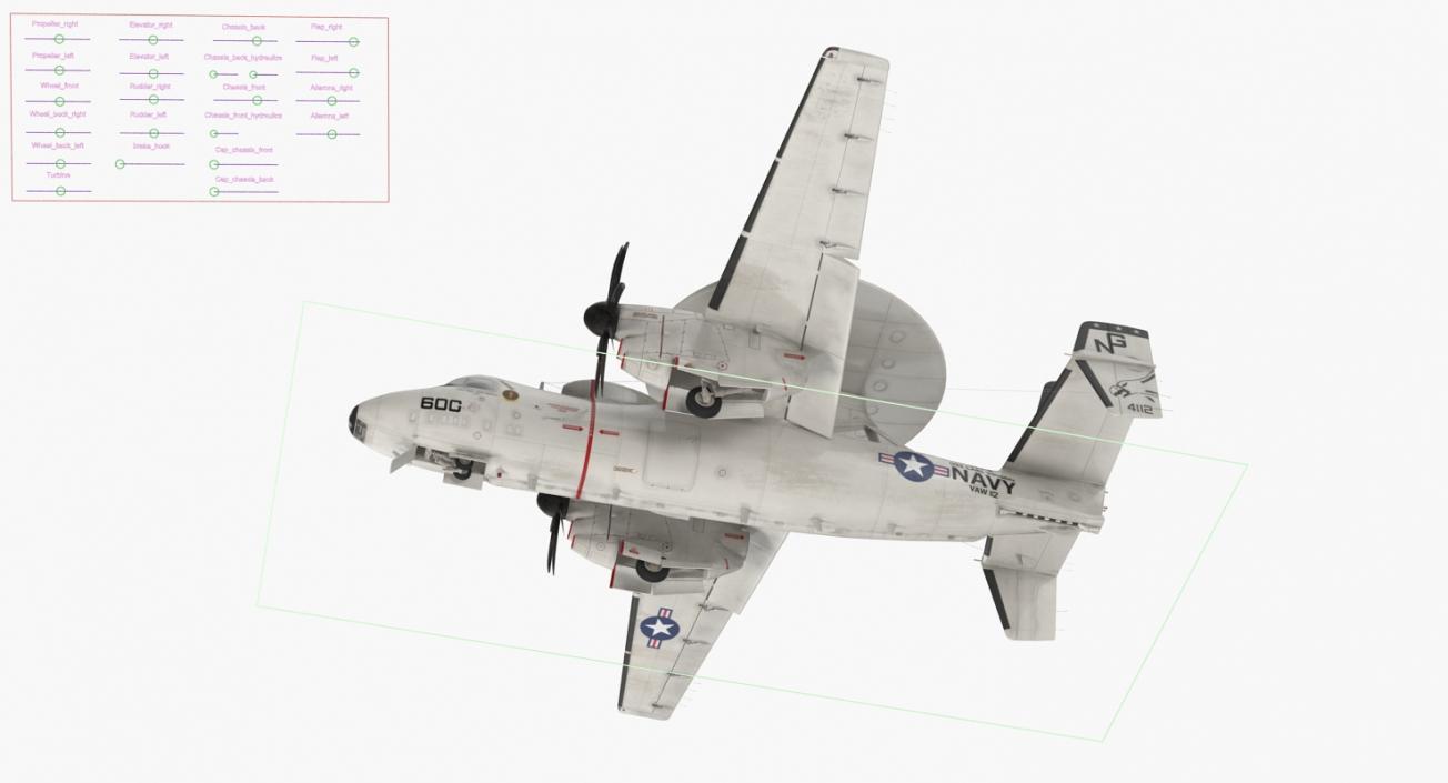 3D Grumman E-2 Hawkeye Tactical Early Warning Aircraft Rigged model