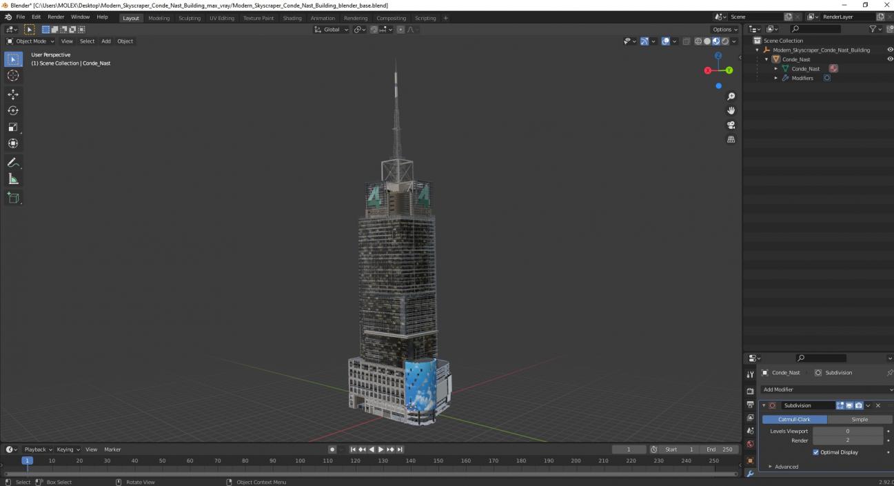 Modern Skyscraper Conde Nast Building 3D