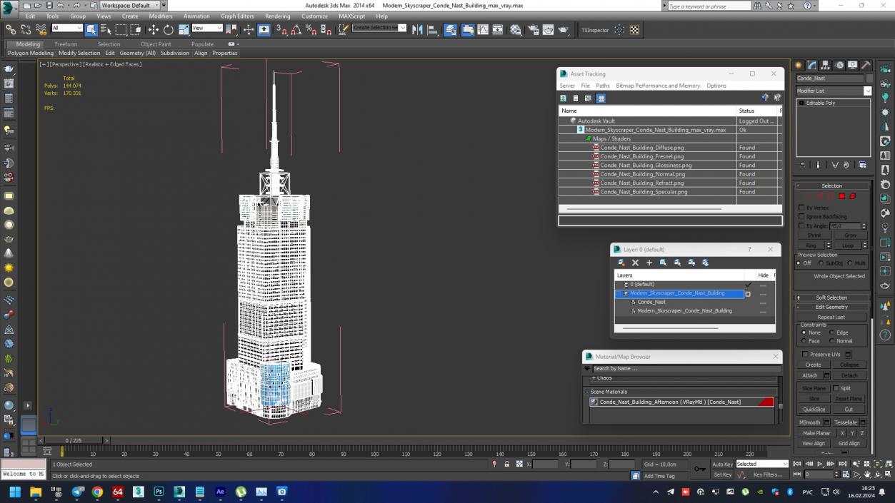 Modern Skyscraper Conde Nast Building 3D