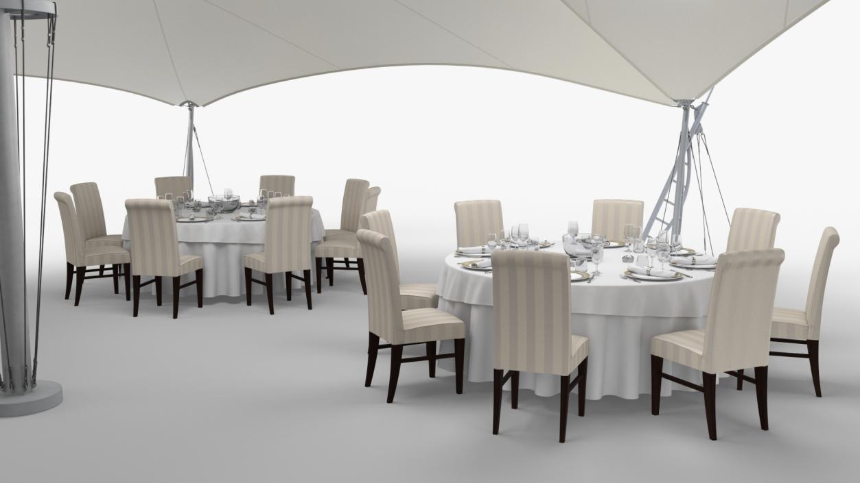 3D Served Dining Table Under Tent Cover