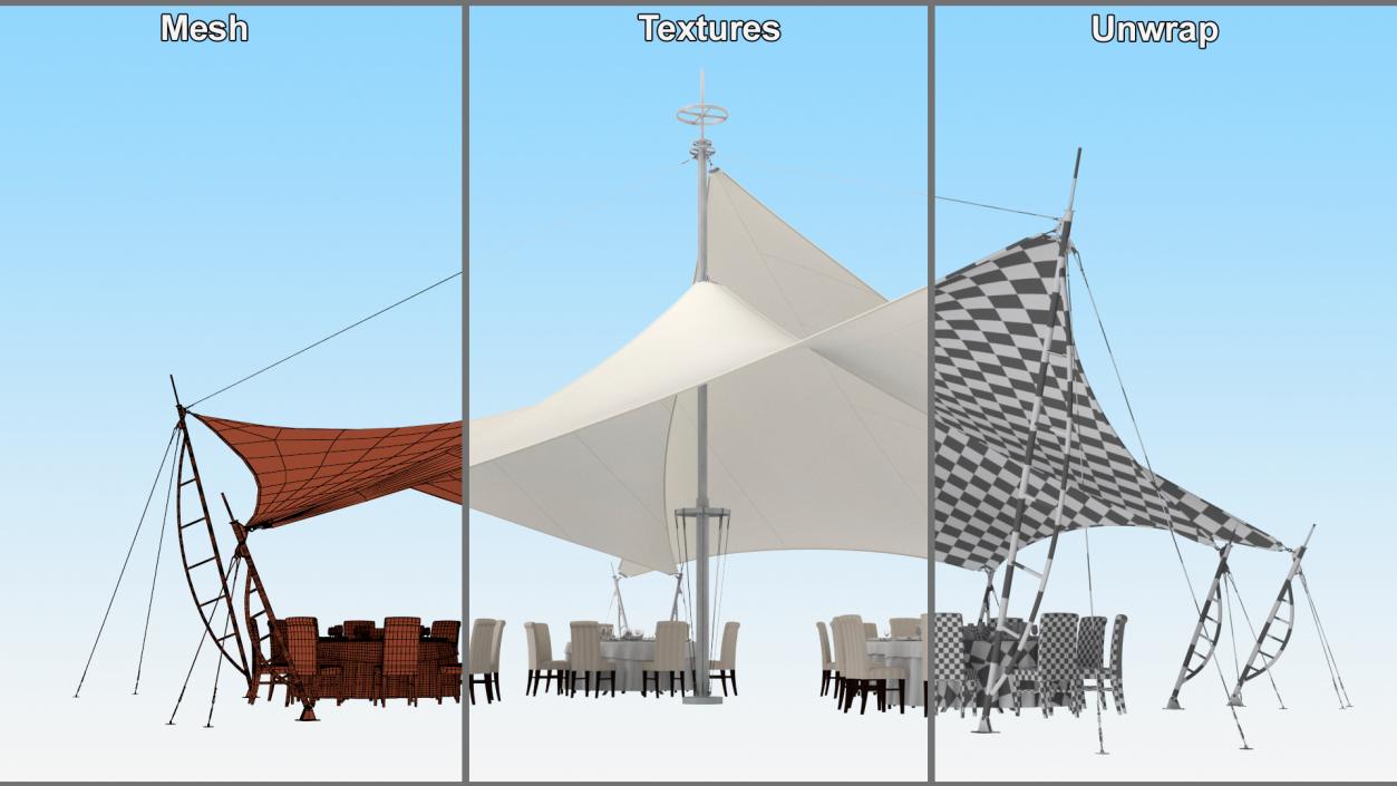 3D Served Dining Table Under Tent Cover