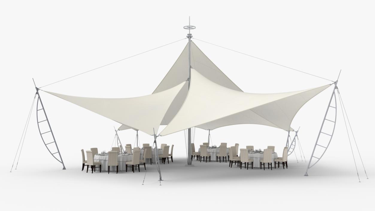 3D Served Dining Table Under Tent Cover