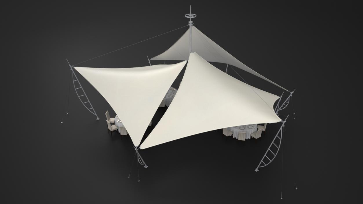 3D Served Dining Table Under Tent Cover