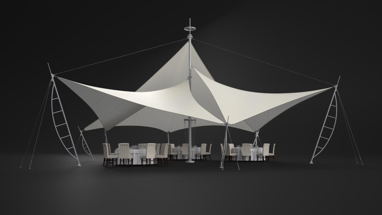 3D Served Dining Table Under Tent Cover