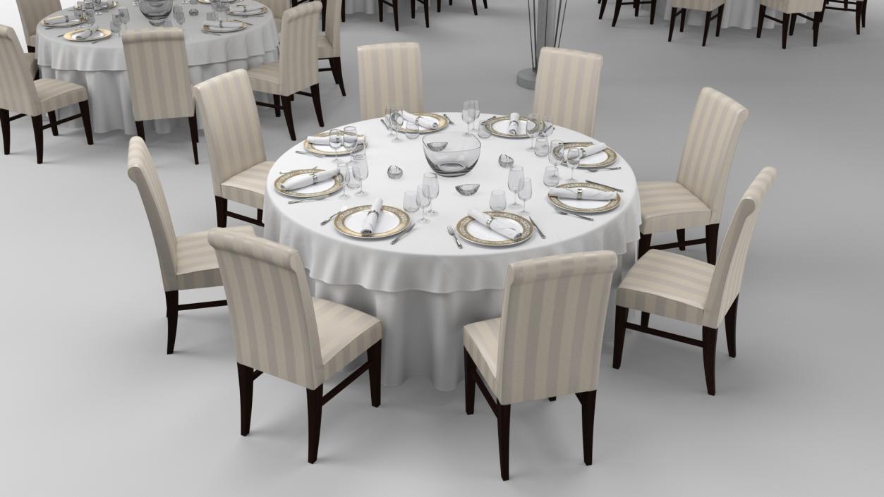 3D Served Dining Table Under Tent Cover