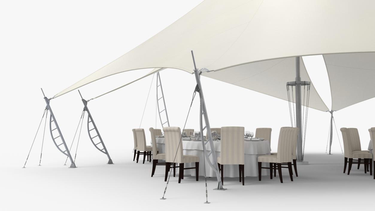 3D Served Dining Table Under Tent Cover