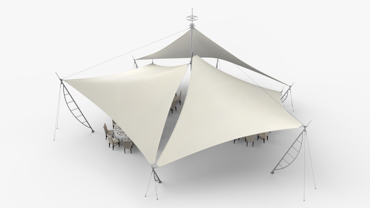 3D Served Dining Table Under Tent Cover