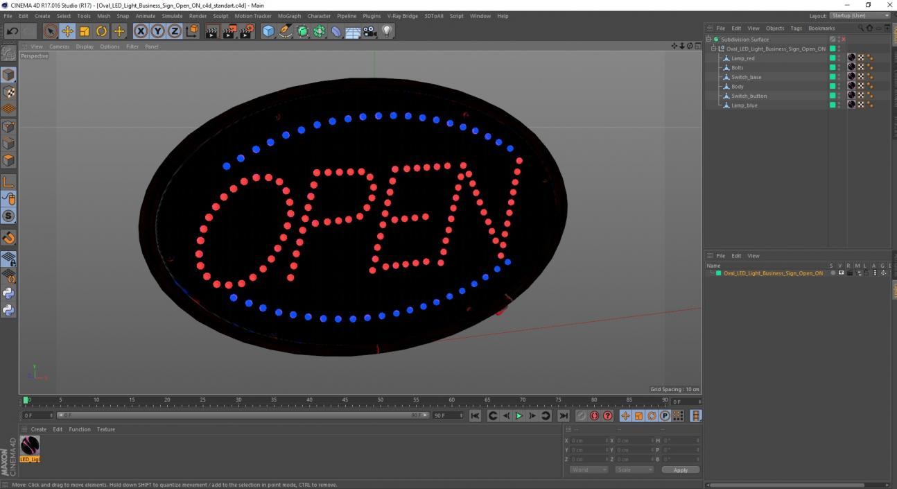 3D Oval LED Light Business Sign Open ON