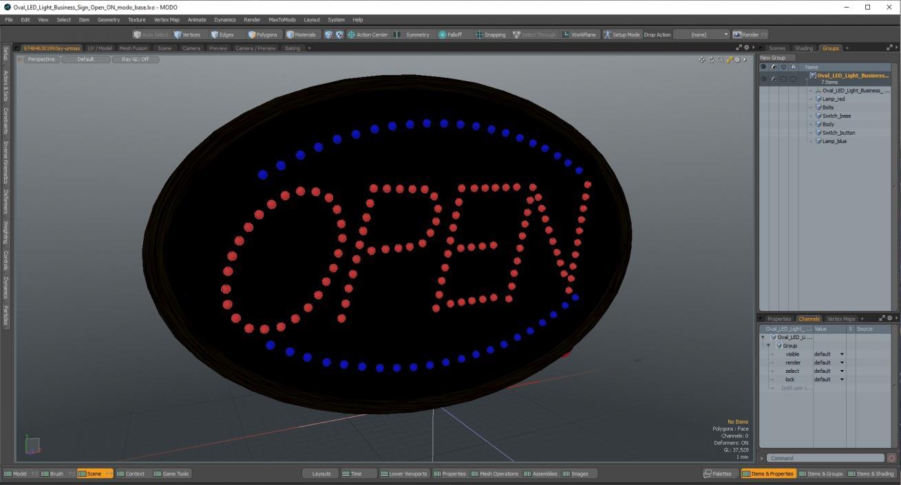 3D Oval LED Light Business Sign Open ON