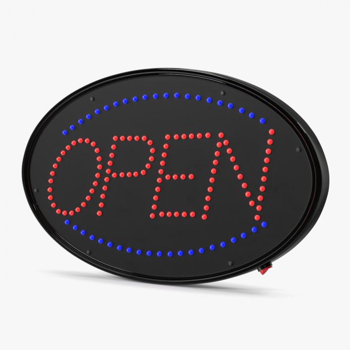 3D Oval LED Light Business Sign Open ON