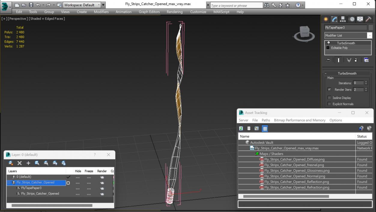 3D model Fly Strips Catcher Opened