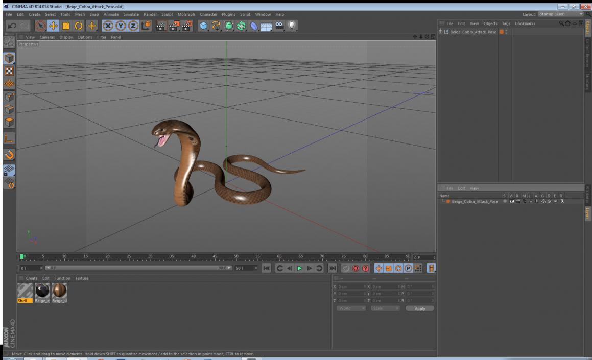 3D Beige Cobra Attack Pose model