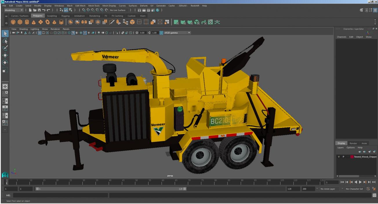 Towed Wood Chipper Vermeer BC2100XL New 3D model