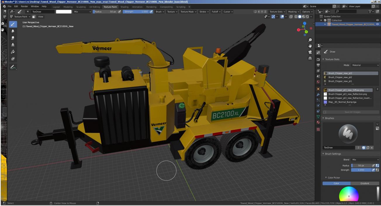 Towed Wood Chipper Vermeer BC2100XL New 3D model