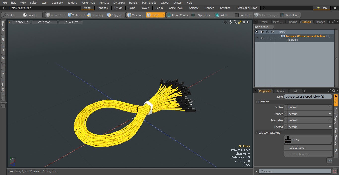 3D Jumper Wires Looped Yellow