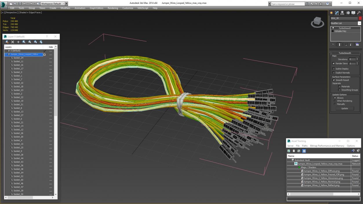 3D Jumper Wires Looped Yellow