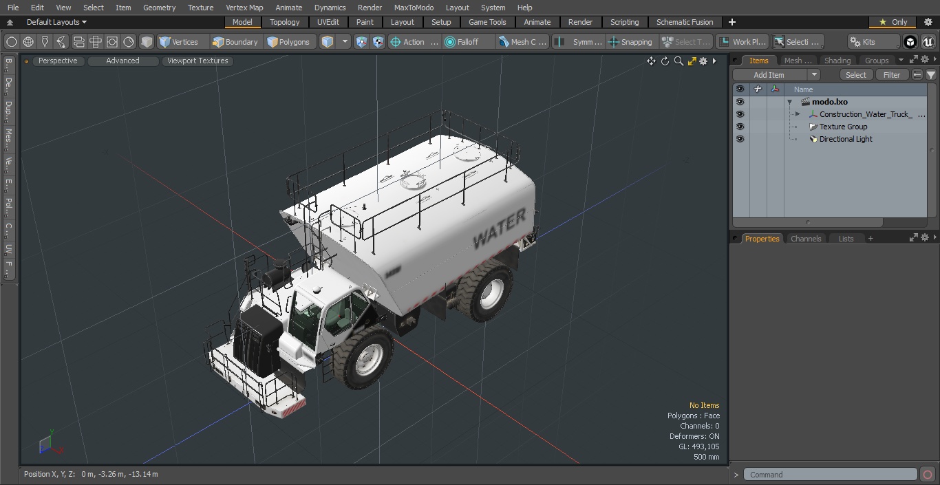 3D model Construction Water Truck White