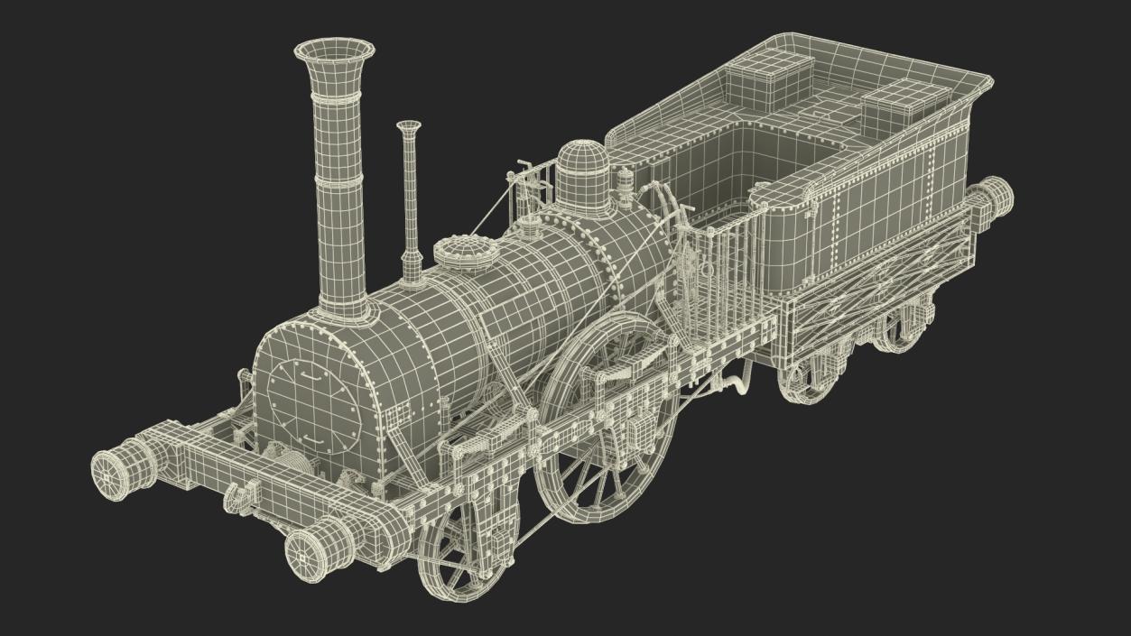 Locomotive Old Planet by Robert Stephenson 1830 Rigged 3D model