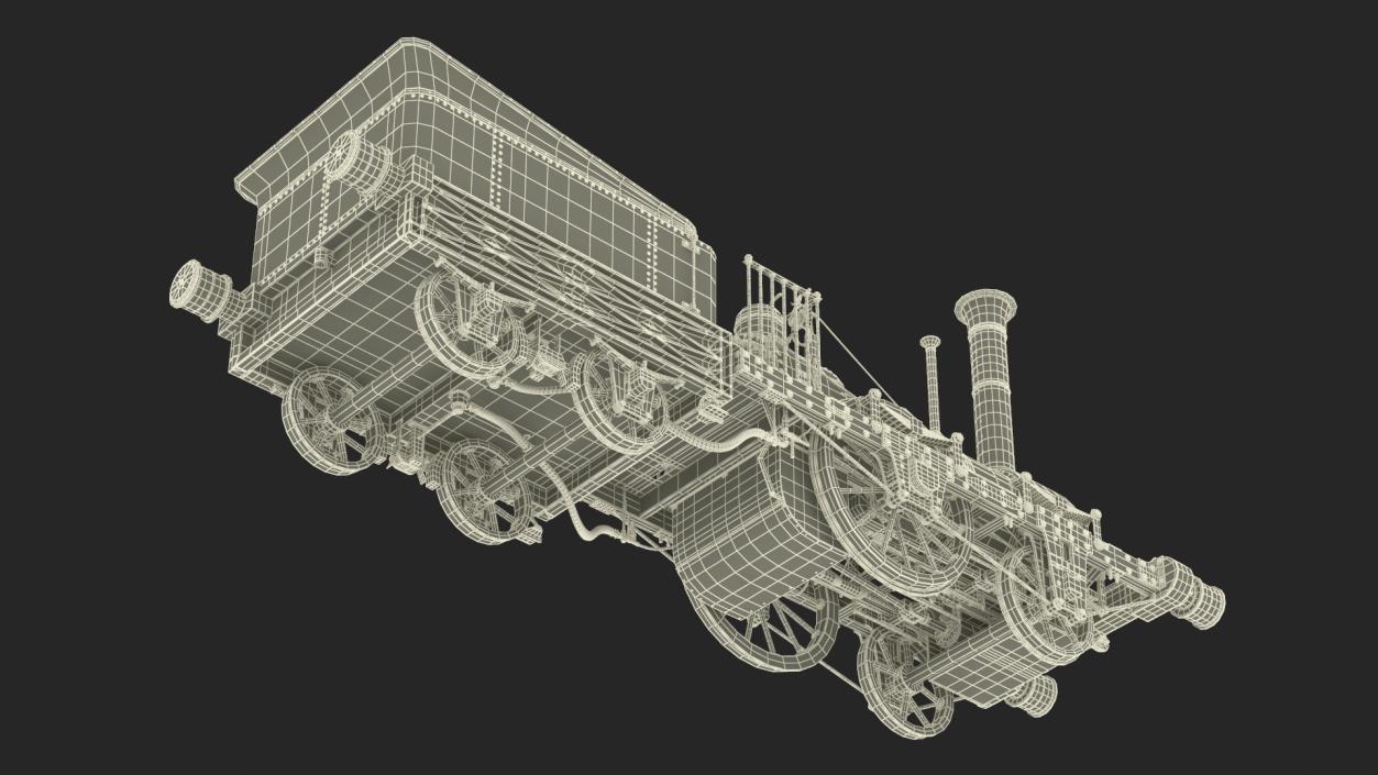 Locomotive Old Planet by Robert Stephenson 1830 Rigged 3D model