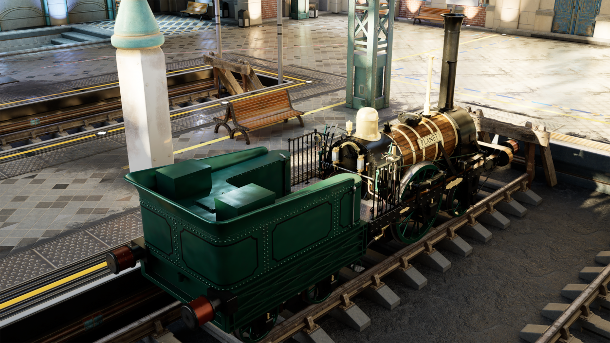 Locomotive Old Planet by Robert Stephenson 1830 Rigged 3D model