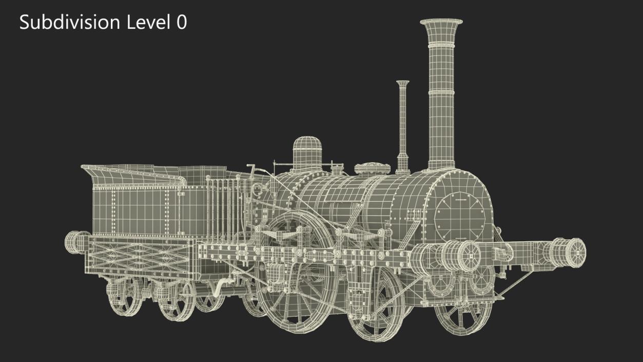 Locomotive Old Planet by Robert Stephenson 1830 Rigged 3D model