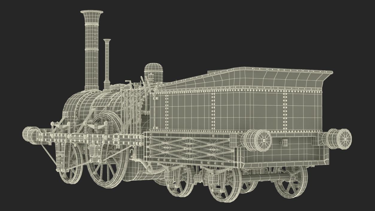 Locomotive Old Planet by Robert Stephenson 1830 Rigged 3D model