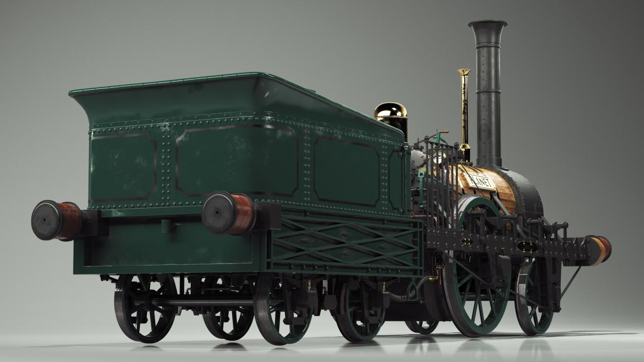 Locomotive Old Planet by Robert Stephenson 1830 Rigged 3D model