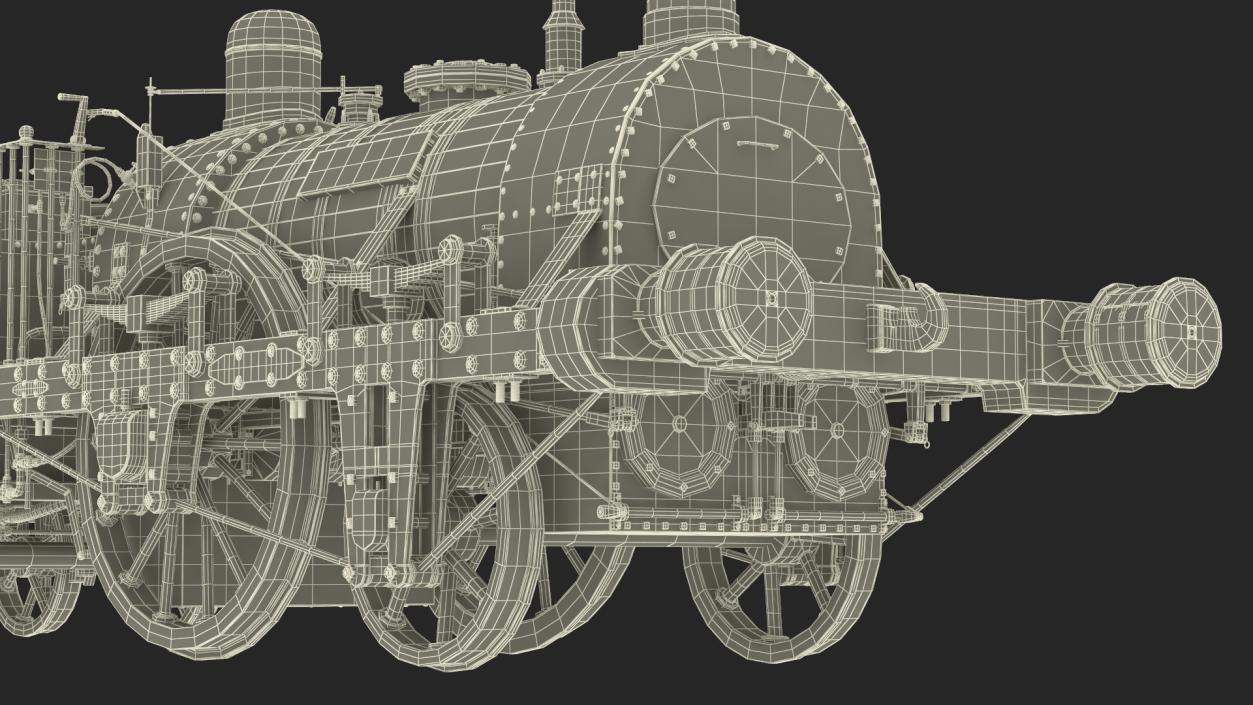 Locomotive Old Planet by Robert Stephenson 1830 Rigged 3D model