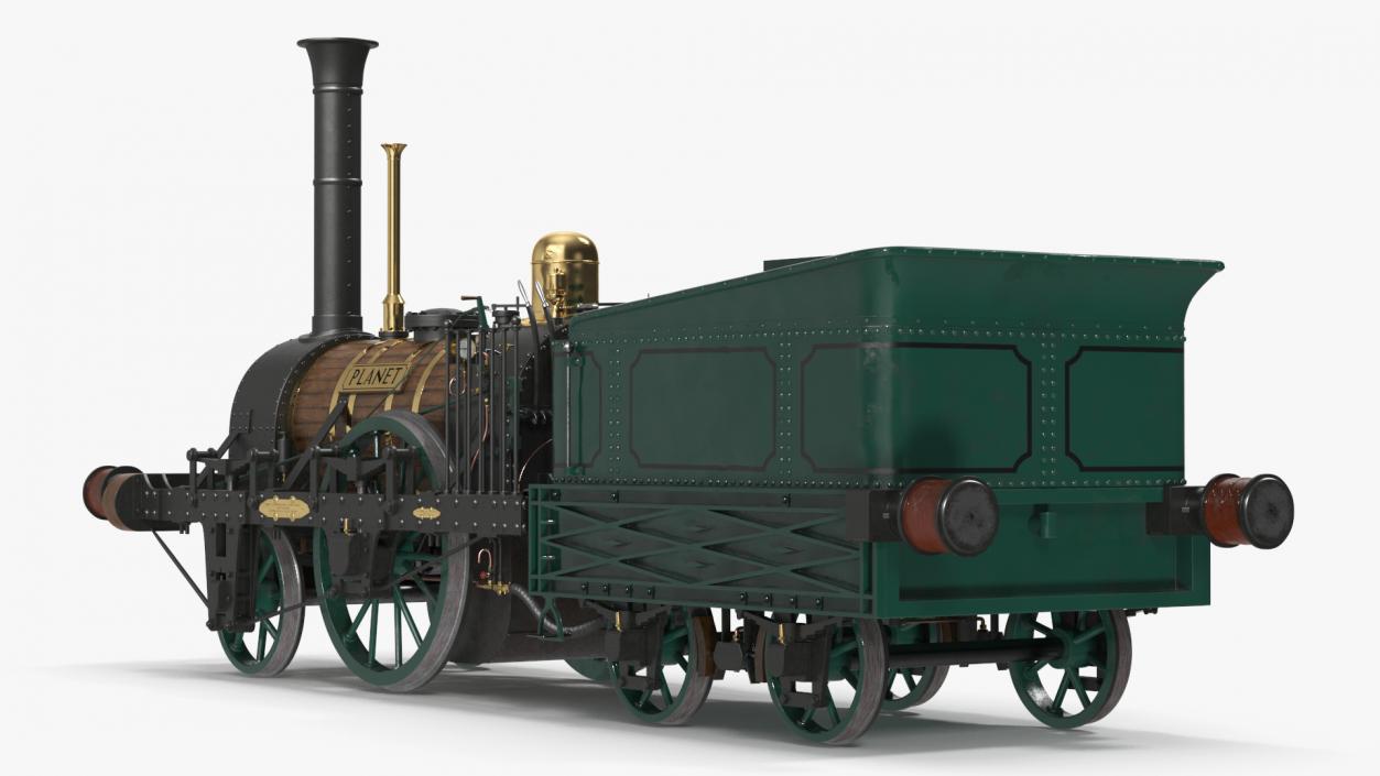 Locomotive Old Planet by Robert Stephenson 1830 Rigged 3D model