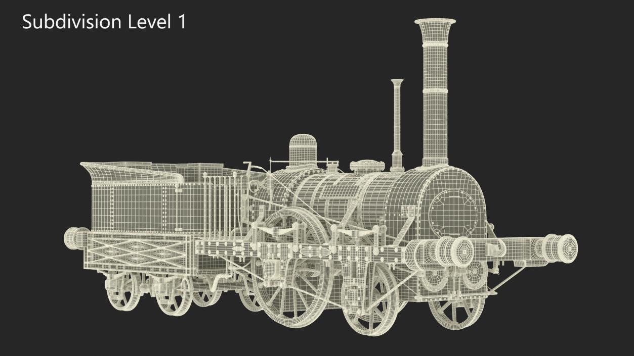 Locomotive Old Planet by Robert Stephenson 1830 Rigged 3D model