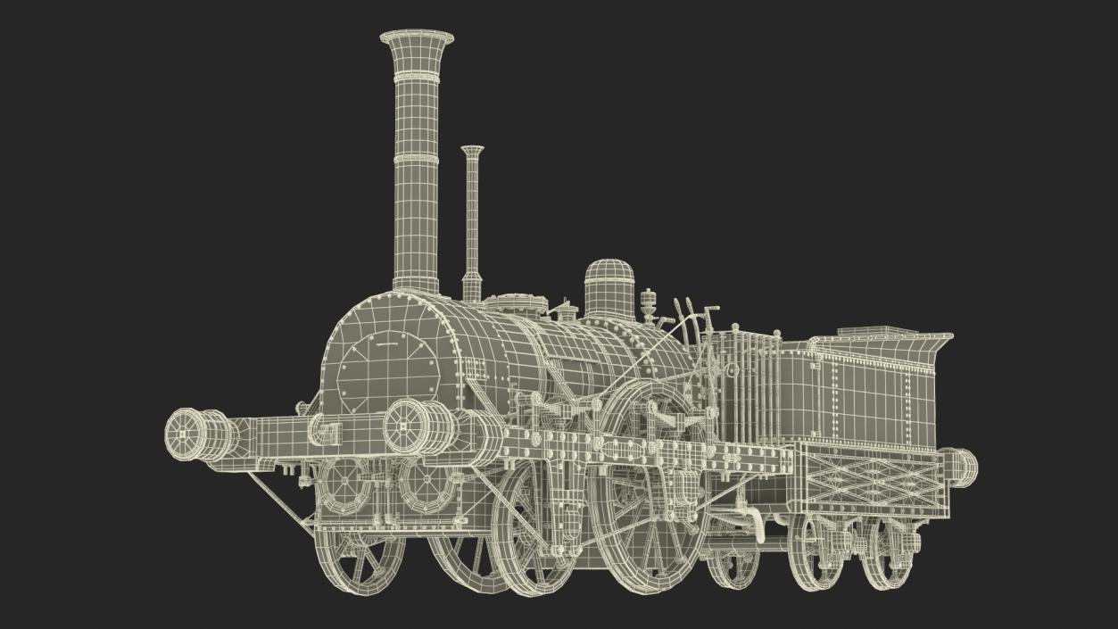 Locomotive Old Planet by Robert Stephenson 1830 Rigged 3D model