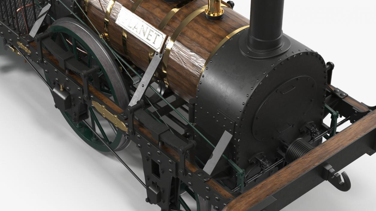 Locomotive Old Planet by Robert Stephenson 1830 Rigged 3D model