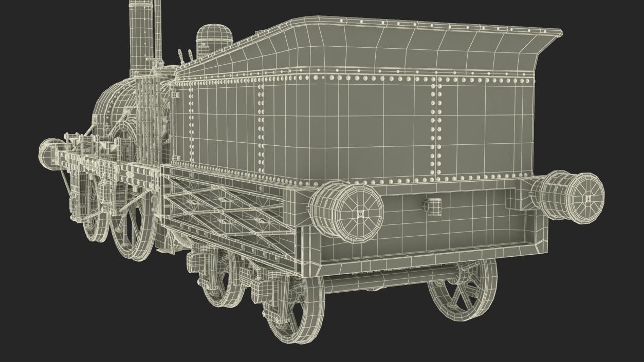 Locomotive Old Planet by Robert Stephenson 1830 Rigged 3D model