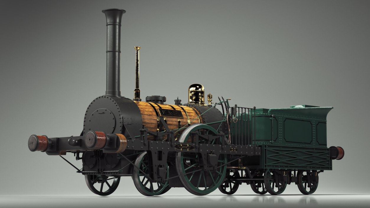 Locomotive Old Planet by Robert Stephenson 1830 Rigged 3D model