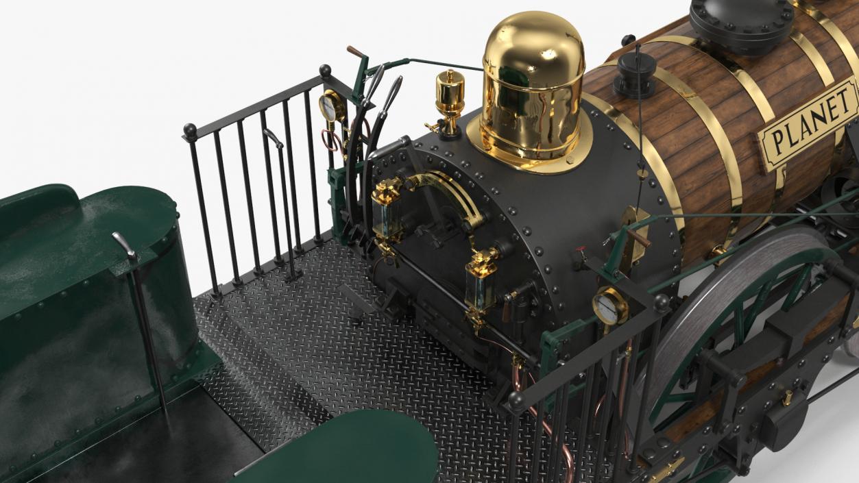 Locomotive Old Planet by Robert Stephenson 1830 Rigged 3D model